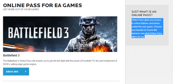 EA n’incluera plus de Pass Online dans ses futurs jeux video !