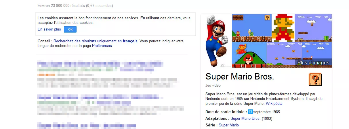 Super Mario Bros easter egg Google