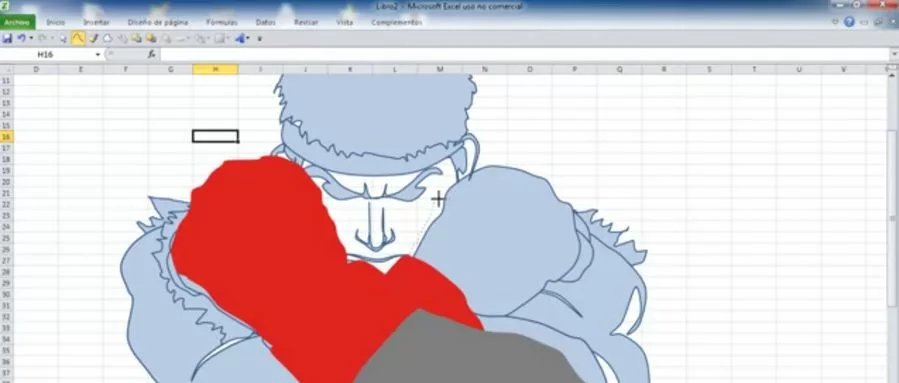 dessine Ryu - Street Fighter - Sous Excel
