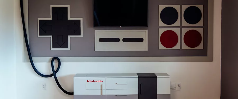 salle de jeu sur le thème Nintendo NES
