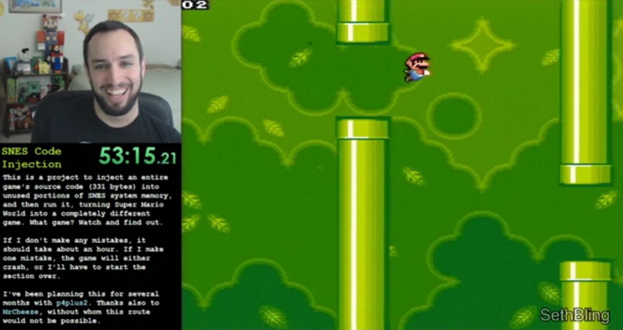 Jouer à Flappy Bird dans Super Mario World